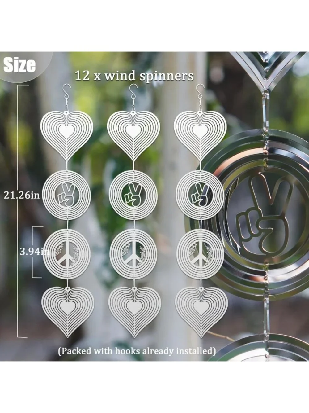 12Pcs Reflective Bird Scare Discs Set - 3D Stainless Steel Wind Spinners for